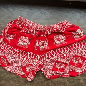Elephant Pants Cotton Shorts in Red